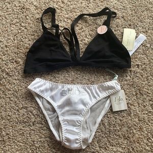 NWT Forever 21 Bralette and VS Bride “I do” lace satin bow undies Size M & Xs